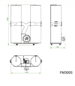 JEAN L'EBENISTE - FM300S Aspirateur Mobile 2 Sacs 320 Litres - 2200W -Magasin D'Outils Pour La Maison De Qualité Jean l ebeniste Aspirateur a copeaux FM300S 2200W 3CV FM