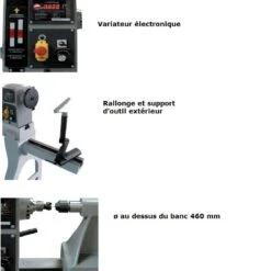 LEMAN - TAB120 Tour à Bois électronique De 1200mm (distance Entre Pointes) - 230V - 50Hz / 1500W - 2CV -Magasin D'Outils Pour La Maison De Qualité Leman TAB 120 quipements 1411820474