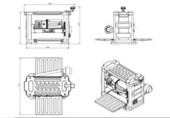 HOLZPROFI MAKER - RE330 Raboteuse Stationnaire - Largeur 330 Mm - Hauteur 152 Mm 1500W 230V -Magasin D'Outils Pour La Maison De Qualité schema technique raboteuse d etabli holzprofi RE330
